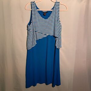 style and co. Sleeveless Dress with White Striped Overlay – Size P/L